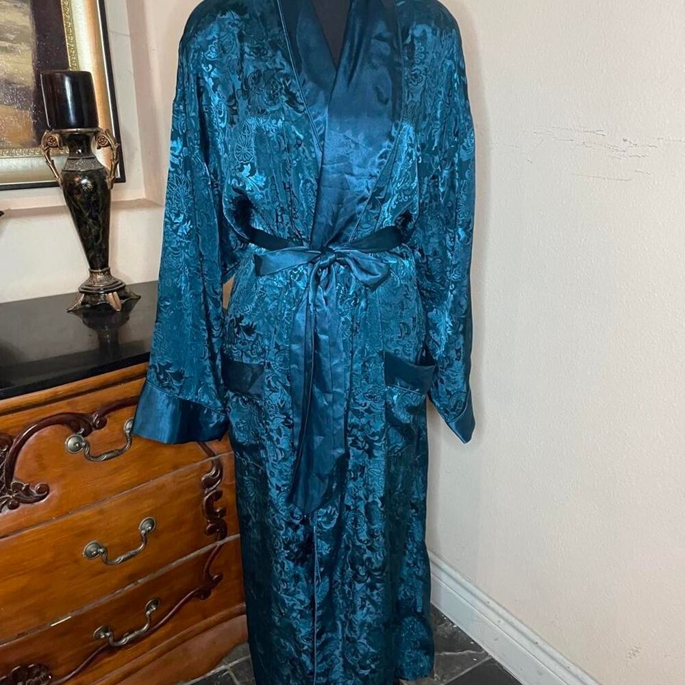 Vintage Victoria’s Secret Teal Jacquard Long Robe